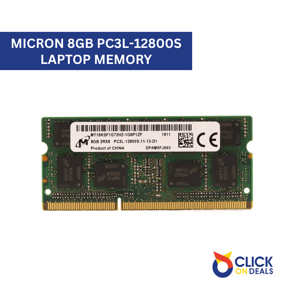 Micron 8GB 2RX8 PC3L-12800S-11-13-D1 ECC Unbuffered Memory P/N: MT18KSF1G72HZ-1G6P1ZF
